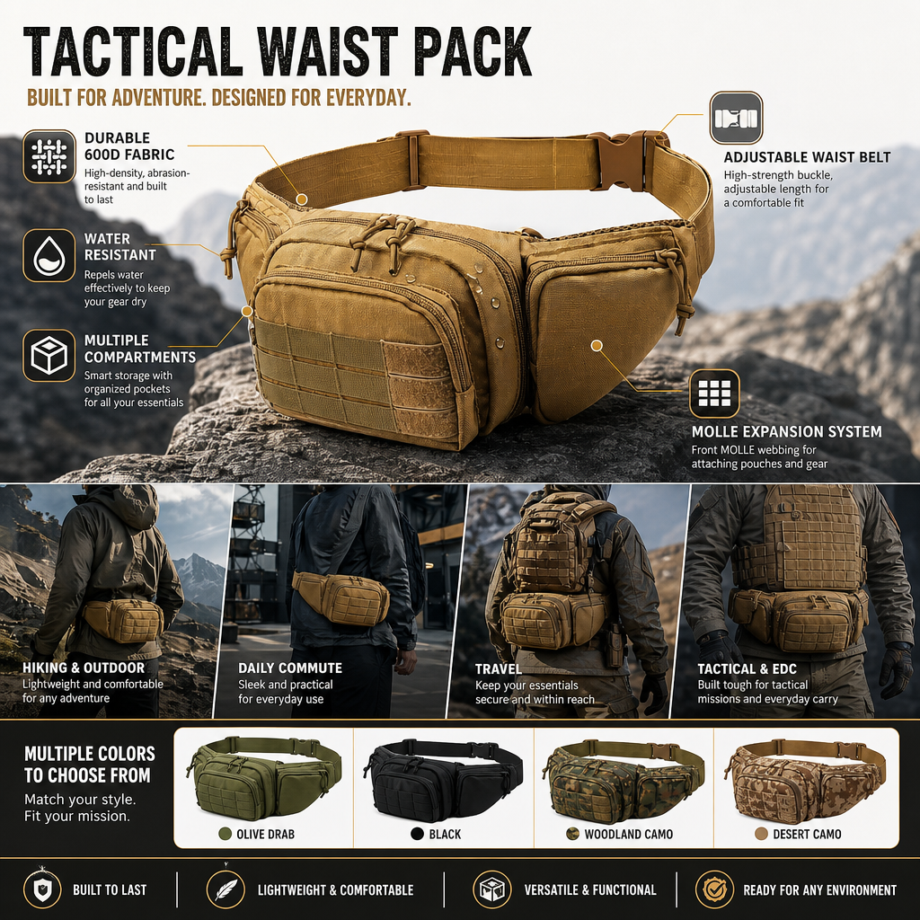 Running Gear Organizer - Tactical Waist Pack Outdoor Hiking Waist