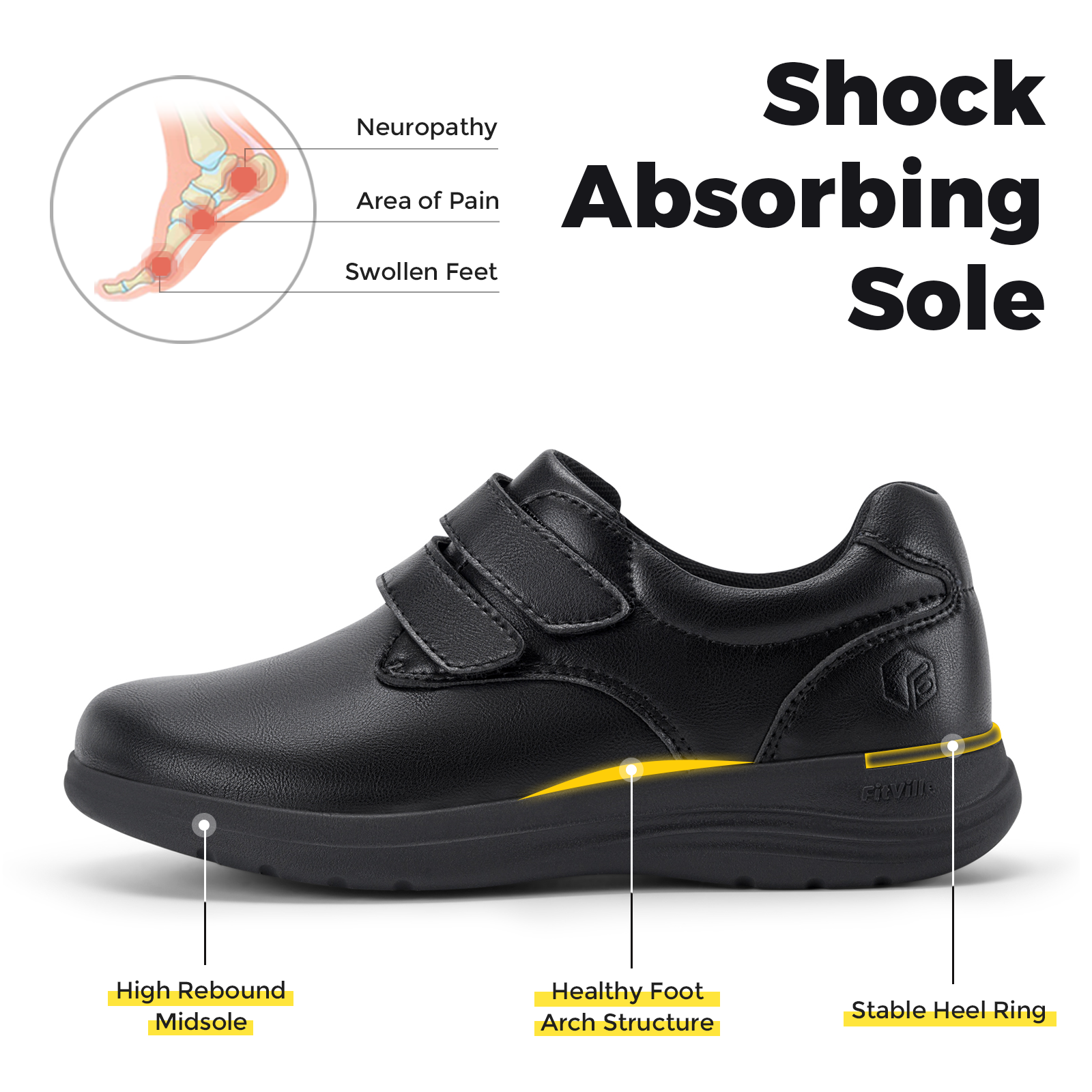 FitVille Leather Women's Shoes - Insole Arch Support recensione e prezzo